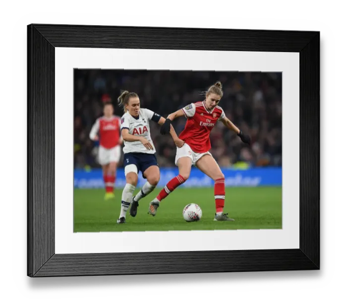 Framed Print : Tottenham vs. Arsenal: Women's FA Super League Clash - Viviane Miedema Faces Off Against Josie Green