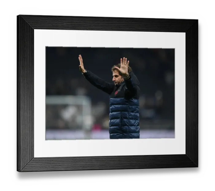 Framed Print : Arsenal Manager Joe Montemurro Celebrates with Fans after Tottenham Clash in FA WSL Framed Print : Arsenal Manager Joe Montemurro Celebrates with Fans after Tottenham Clash in FA WSL