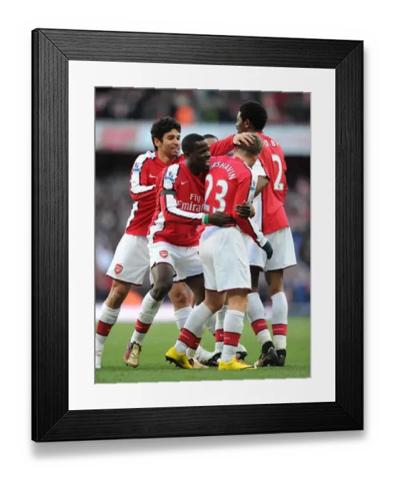 Framed Print : Arsenal Triumph: Arshavin, Eboue, Eduardo, Diaby, and Walcott Celebrate 3-1 Victory Over Burnley Framed Print : Arsenal Triumph: Arshavin, Eboue, Eduardo, Diaby, and Walcott Celebrate 3-1 Victory Over Burnley