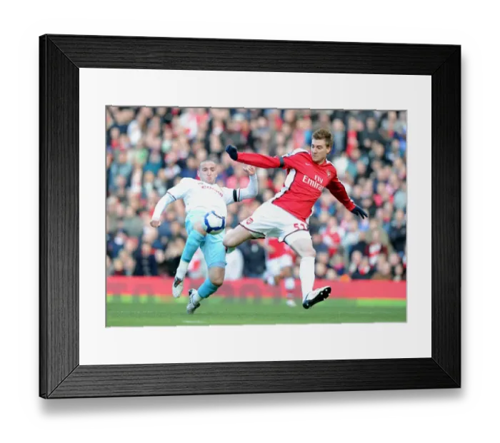 Framed Print : Bendtner Scores in Arsenal's 3-1 Victory Over Burnley