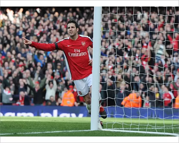 Cesc Fabregas celebrates scoring the 1st Arsenal goal. Arsenal 3: 1 Burnley