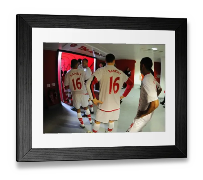 Framed Print : Arsenal players show their support for injured Aaron Ramsey. Arsenal 3: 1 Burnley Framed Print : Arsenal players show their support for injured Aaron Ramsey. Arsenal 3: 1 Burnley