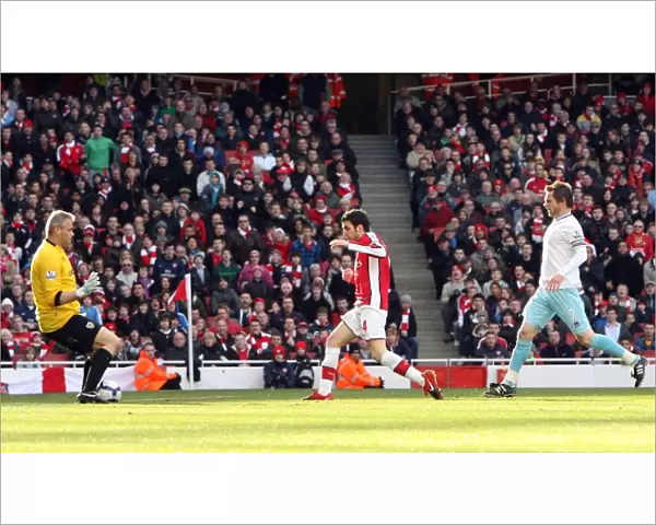 Cesc Fabregas scores Arsenals 1st goal past Brian Jensen (Burnley)
