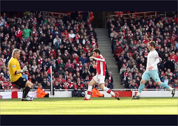 Cesc Fabregas scores Arsenals 1st goal past Brian Jensen (Burnley)