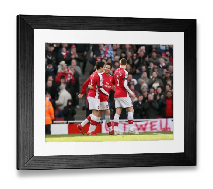 Framed Print : Cesc Fabregas celebrates scoring Arsenals 1st goal with Samir Nasri