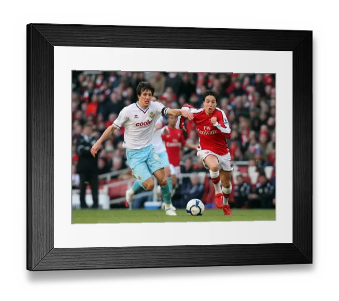Framed Print : Samir Nasri vs Jack Cork: Arsenal's Triumph Over Burnley (3-1), Barclays Premier League, Emirates Stadium, 2010