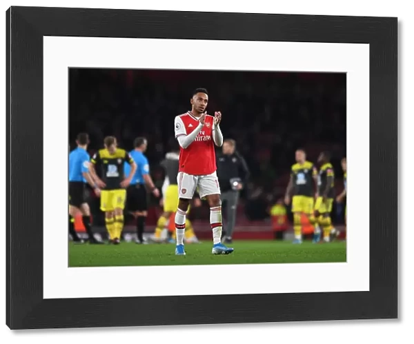 Arsenal's Aubameyang Celebrates with Fans After Arsenal v Southampton Win