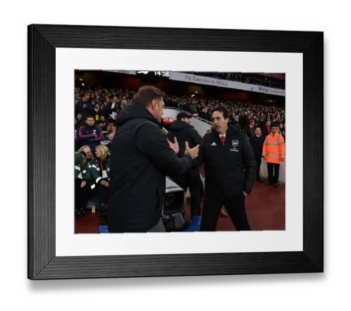 Framed Print : Arsenal vs Southampton: Unai Emery and Ralph Hasenhuttl Pre-Match Greeting - Premier League 2019-20 Framed Print : Arsenal vs Southampton: Unai Emery and Ralph Hasenhuttl Pre-Match Greeting - Premier League 2019-20