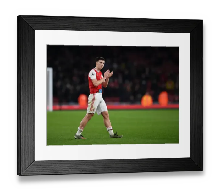 Framed Print : Arsenal's Kieran Tierney Celebrates with Fans after Arsenal v Southampton Win Framed Print : Arsenal's Kieran Tierney Celebrates with Fans after Arsenal v Southampton Win