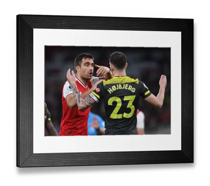 Framed Print : Sokratis (Arsenal) Pierre-Emile Hojbjerg (Soton) Framed Print : Sokratis (Arsenal) Pierre-Emile Hojbjerg (Soton)