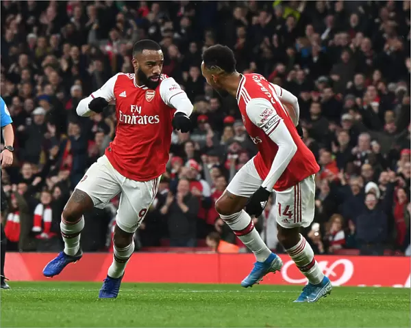 Arsenal's Lacazette and Aubameyang Celebrate Goal Against Southampton (2019-20)