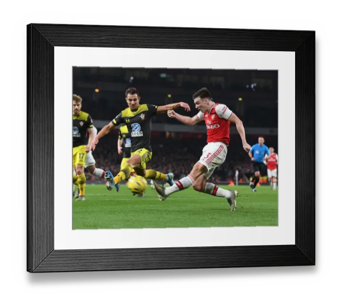 Framed Print : Arsenal's Kieran Tierney Clashes with Southampton's Cedric Soares in Premier League Showdown Framed Print : Arsenal's Kieran Tierney Clashes with Southampton's Cedric Soares in Premier League Showdown