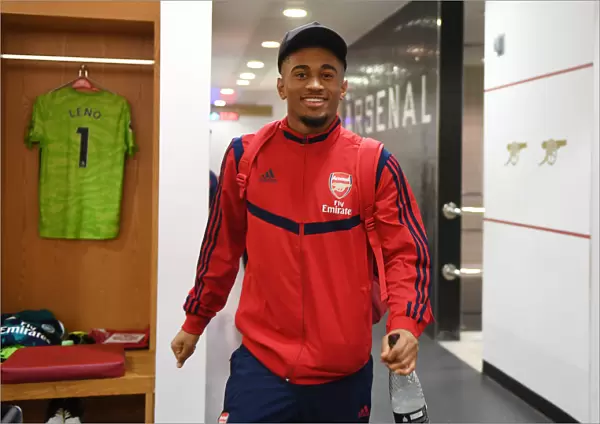 Arsenal FC: Reiss Nelson in the Changing Room before Arsenal v Southampton (2019-20)