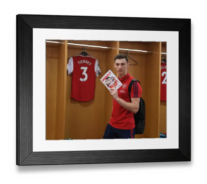 Framed Print : Arsenal FC vs Southampton FC: Kieran Tierney's Matchday Preparation - Arsenal 2019-20