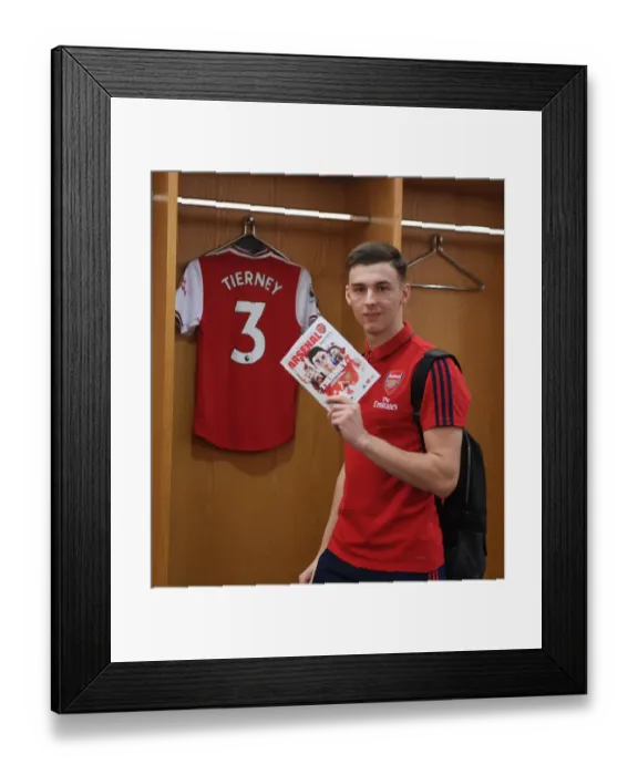 Framed Print : Arsenal's Kieran Tierney: Focused and Prepared for Arsenal vs Southampton Match Framed Print : Arsenal's Kieran Tierney: Focused and Prepared for Arsenal vs Southampton Match