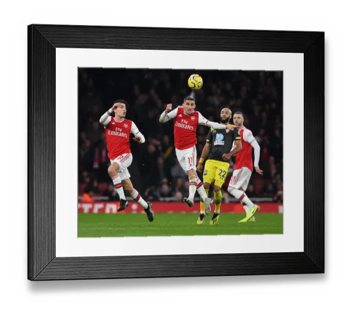 Framed Print : Arsenal FC vs Southampton FC: Bellerin and Torreira in Action during the 2019-20 Premier League Clash