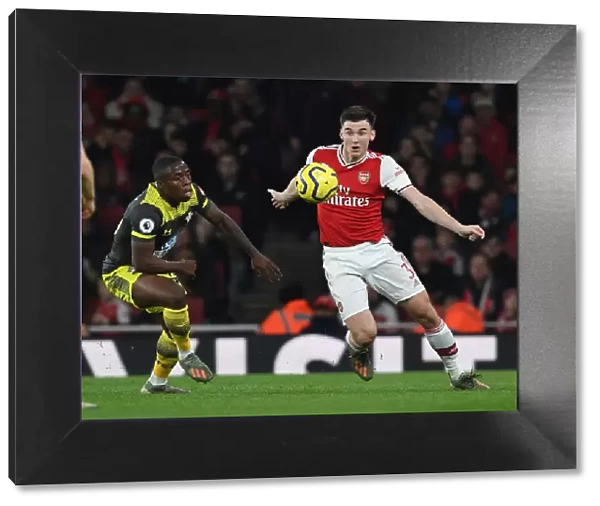 Intense Face-off: Kieran Tierney vs. Michael Obafemi in Arsenal's Battle against Southampton