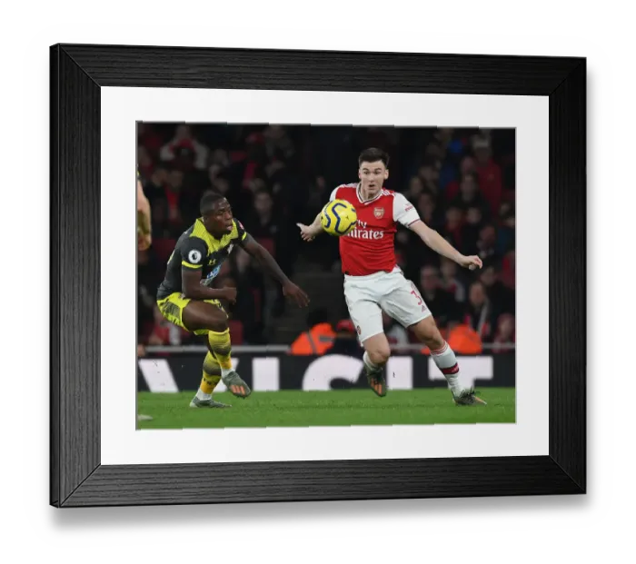 Framed Print : Intense Face-off: Kieran Tierney vs. Michael Obafemi in Arsenal's Battle against Southampton