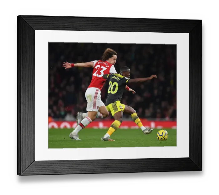 Framed Print : Arsenal vs Southampton: David Luiz vs Michael Obafemi Clash in Premier League Showdown