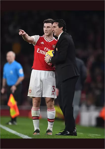 Unai Emery and Kieran Tierney: Strategic Talks on the Arsenal Touchline during Southampton Match