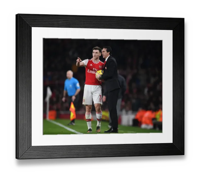 Framed Print : Strategic Talk: Unai Emery and Kieran Tierney at Emirates Stadium during Arsenal vs Southampton Match, 2019 Framed Print : Strategic Talk: Unai Emery and Kieran Tierney at Emirates Stadium during Arsenal vs Southampton Match, 2019