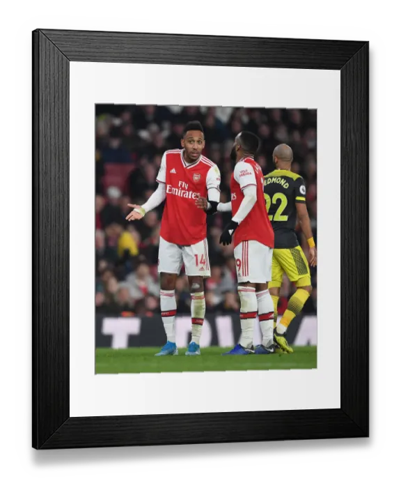 Framed Print : Arsenal's Strikers Aubameyang and Lacazette in Action against Southampton (2019-20) Framed Print : Arsenal's Strikers Aubameyang and Lacazette in Action against Southampton (2019-20)