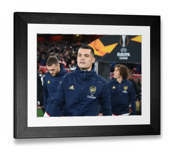 Framed Print : Arsenal's Granit Xhaka: Focused Ahead of Arsenal FC vs Eintracht Frankfurt, UEFA Europa League 2019-20