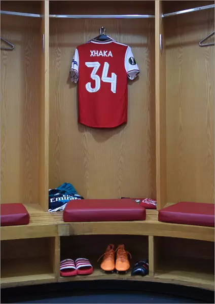 Arsenal FC: Granit Xhaka's Match Kit in the Changing Room before Arsenal v Eintracht Frankfurt (UEFA Europa League, Group F)