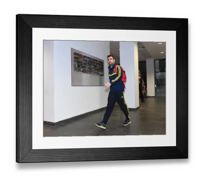 Framed Print : Arsenal's Sokratis Arrives at Emirates Stadium for Europa League Clash against Eintracht Frankfurt