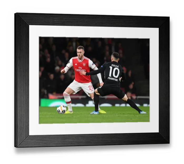 Framed Print : Arsenal's Calum Chambers vs. Eintracht Frankfurt's Filip Kostic: A Europa League Showdown