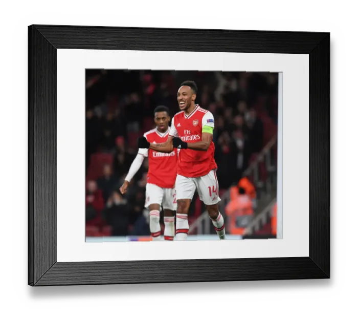 Framed Print : Arsenal's Aubameyang Scores in Europa League Victory over Eintracht Frankfurt