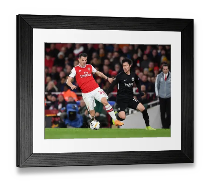 Framed Print : Xhaka vs Kamada: Midfield Battle in Arsenal vs Eintracht Frankfurt UEFA Europa League Clash Framed Print : Xhaka vs Kamada: Midfield Battle in Arsenal vs Eintracht Frankfurt UEFA Europa League Clash