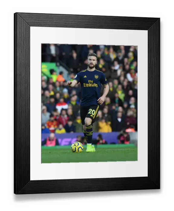 Framed Print : Mustafi in Action: Norwich City vs Arsenal, Premier League 2019-20