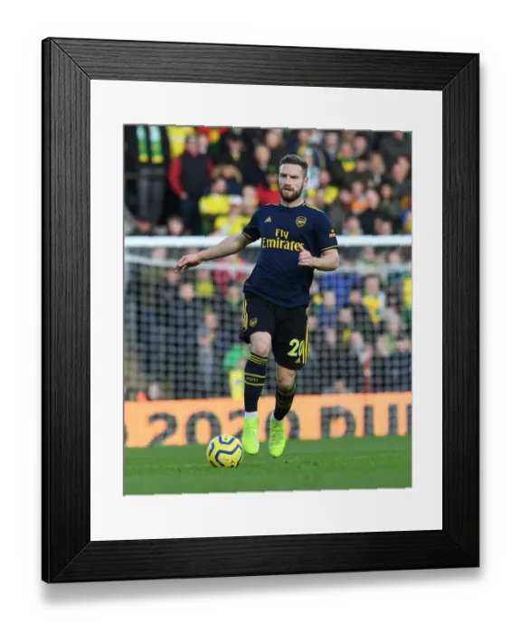Framed Print : Mustafi in Action: Norwich City vs. Arsenal, Premier League 2019-20