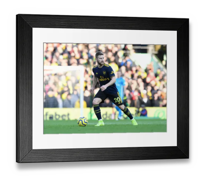 Framed Print : Mustafi in Action: Arsenal vs. Norwich City, Premier League 2019-20