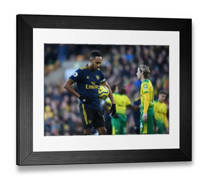Framed Print : Aubameyang in Action: Norwich City vs. Arsenal, Premier League 2019-20 Framed Print : Aubameyang in Action: Norwich City vs. Arsenal, Premier League 2019-20