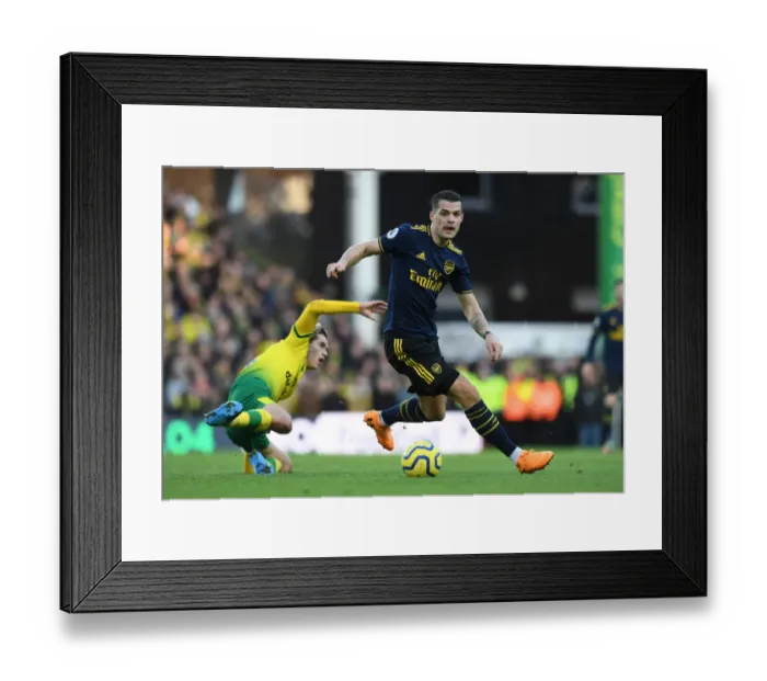 Framed Print : Granit Xhaka in Action: Norwich City vs Arsenal FC, Premier League 2019-20