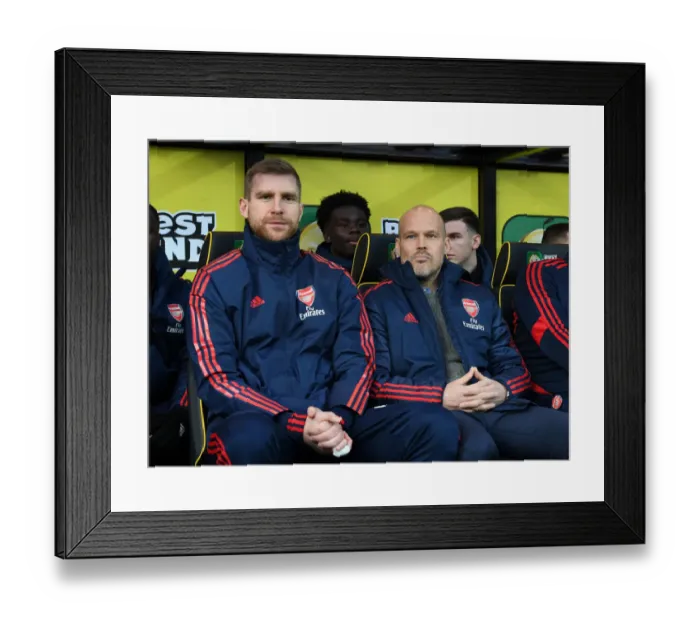 Framed Print : Arsenal Interim Coaches Freddie Ljungberg and Per Mertesacker Before Norwich City Match, 2019-20 Premier League