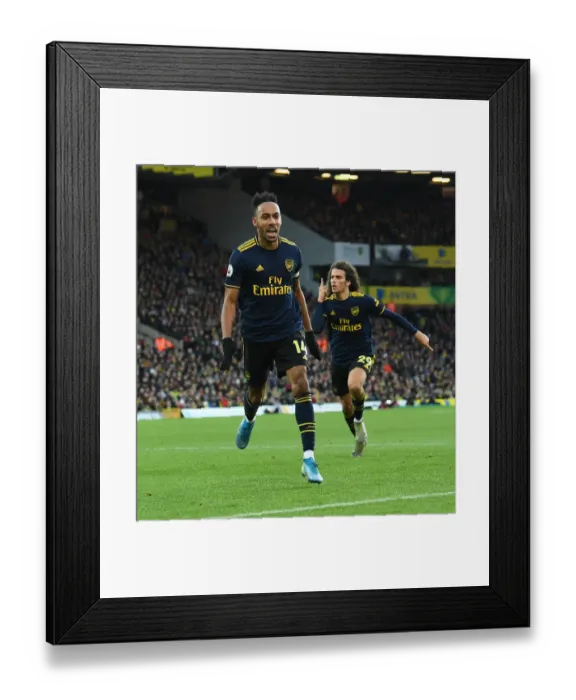 Framed Print : Aubameyang Scores Arsenal's Second Goal: Norwich City vs Arsenal (Premier League 2019-20)