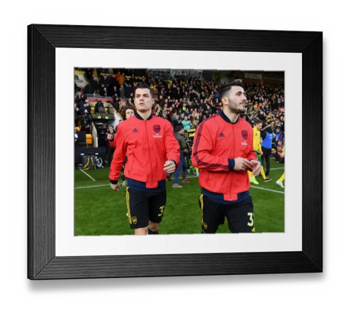 Framed Print : Arsenal's Xhaka and Kolasinac Prepare for Norwich Clash (Premier League 2019-20)