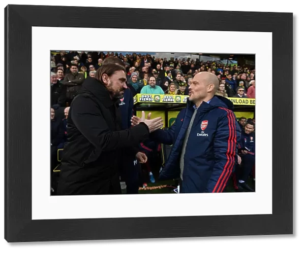 Freddie Ljungberg and Daniel Farke: A Pre-Match Handshake Ahead of Norwich City vs. Arsenal FC (Premier League, December 2019)