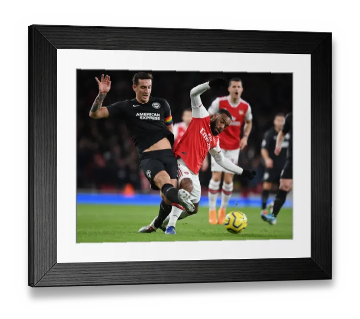 Framed Print : Arsenal vs Brighton: Lacazette vs Dunk Clash in Premier League Showdown Framed Print : Arsenal vs Brighton: Lacazette vs Dunk Clash in Premier League Showdown