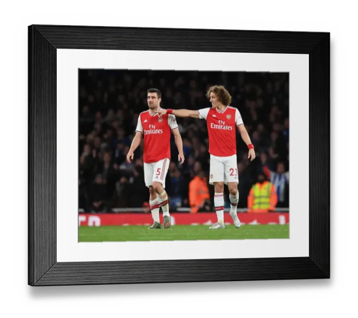 Framed Print : Arsenal vs Brighton: Sokratis and David Luiz in Action at Emirates Stadium (2019-20)