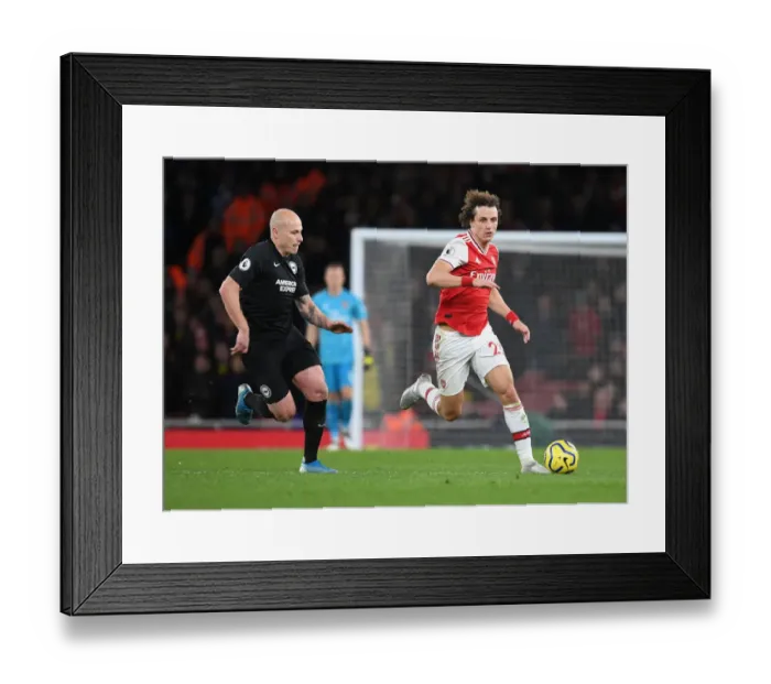 Framed Print : Arsenal vs Brighton: David Luiz Outmaneuvers Aaron Mooy at Emirates Stadium
