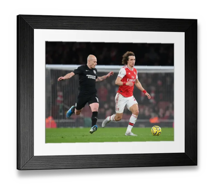 Framed Print : David Luiz Outsmarts Aaron Mooy: Intense Premier League Showdown