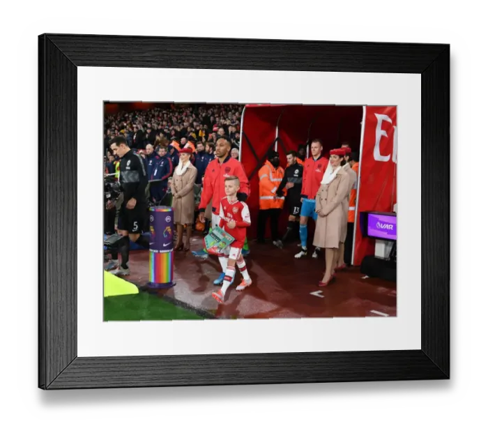 Framed Print : Arsenal's Aubameyang Leads Team Out Against Brighton in Premier League Showdown Framed Print : Arsenal's Aubameyang Leads Team Out Against Brighton in Premier League Showdown