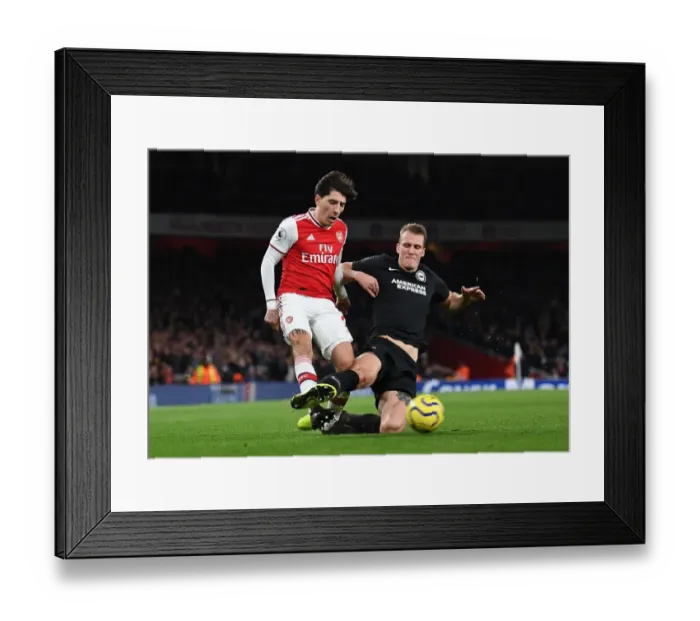 Framed Print : Arsenal's Bellerin Battles Past Brighton's Burn in Premier League Clash
