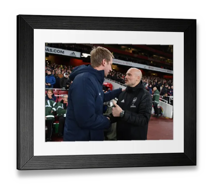 Framed Print : Arsenal vs. Brighton: Mikel Arteta and Graham Potter's Pre-Match Greeting (December 2019) Framed Print : Arsenal vs. Brighton: Mikel Arteta and Graham Potter's Pre-Match Greeting (December 2019)