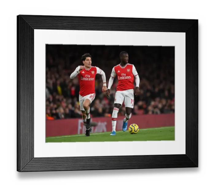Framed Print : Arsenal's Pepe and Bellerin in Action against Brighton & Hove Albion (2019-20) Framed Print : Arsenal's Pepe and Bellerin in Action against Brighton & Hove Albion (2019-20)