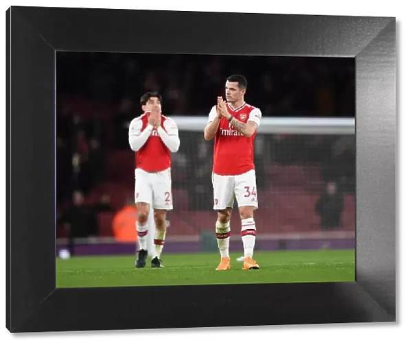 Arsenal's Granit Xhaka Rallies Fans After Arsenal v Brighton & Hove Albion Premier League Match